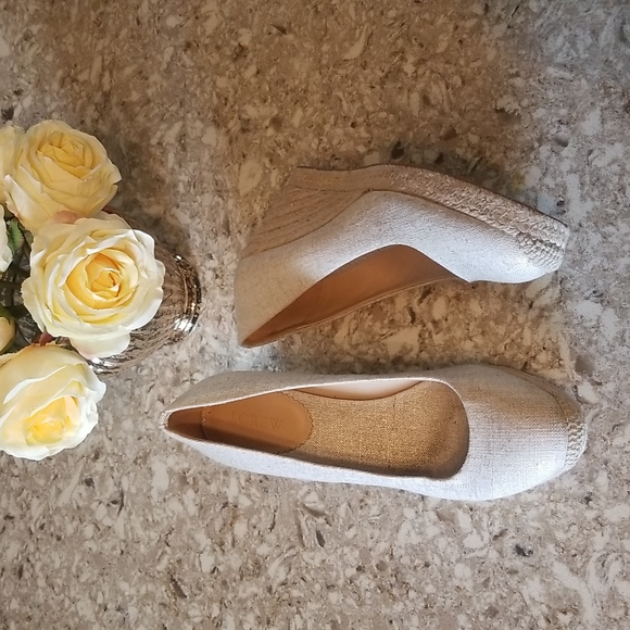 J. Crew Seville Espadrille Wedges Metalic Gold Size 9 - Picture 2 of 10